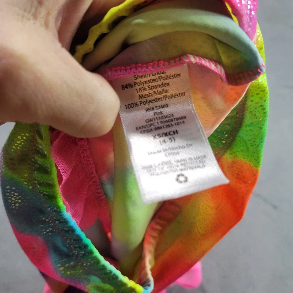 Wonder‎ Nation Swim Cover Up Girls XS 4-5 Rainbow Mermaid Tail Metallic Ruffle
